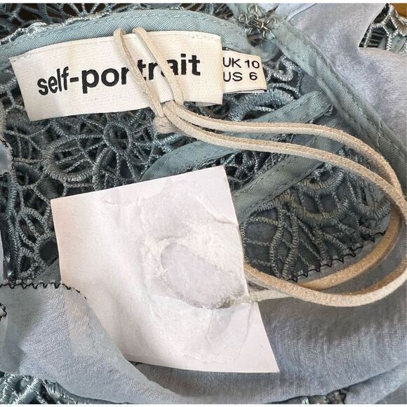 Self Portrait Cut Out Lace Floral Ruffle Top in Ice Blue NWT Size 6 - Picture 9 of 9